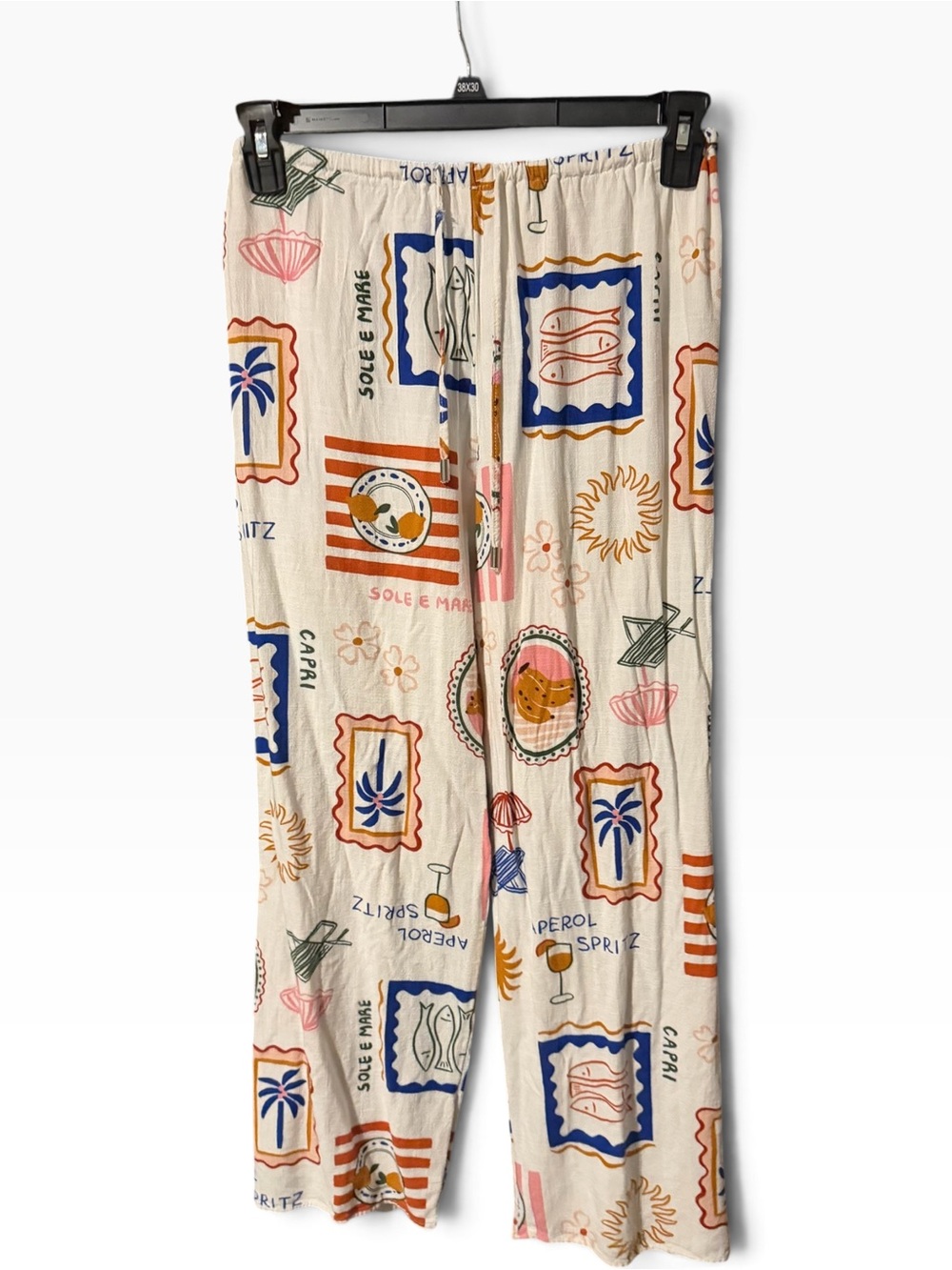 Label of Love Limone Positano Postcard Wide Leg Pants White Size Small